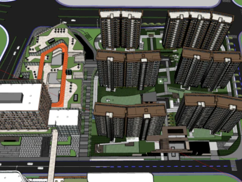 Overall Landscape Model of a Residential Area 3D Model