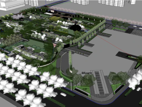 Overall Landscape Model of a Residential Area 3D Model