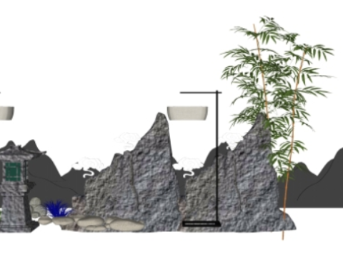 6 modern dry landscape sketches su models Model 3D