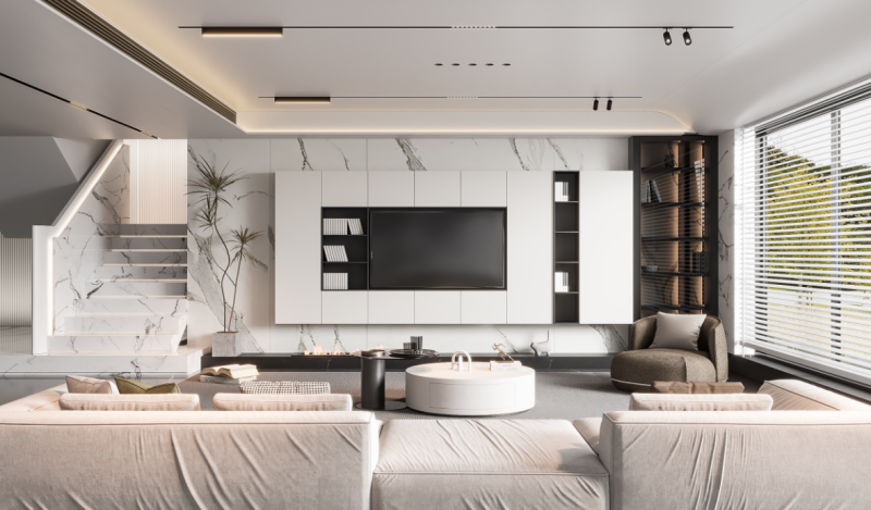 Fine design of modern living room SU model Modello 3D .c4d .max .obj .3ds .fbx .stl .blend 