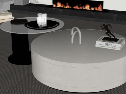 Fine design of modern living room SU model Modello 3D