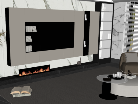 Fine design of modern living room SU model Modello 3D