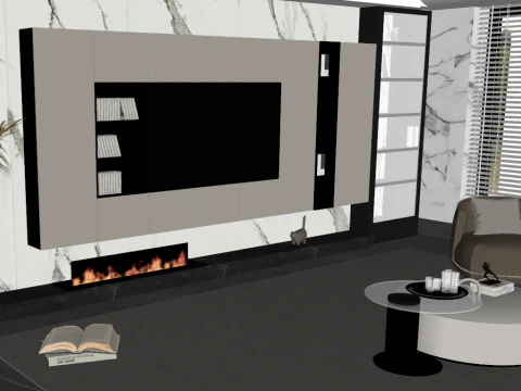 Fine design of modern living room SU model 3D Model