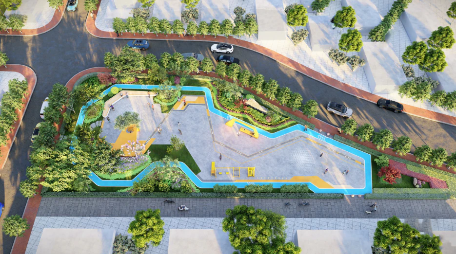 Modelo de esbo&ccedil;o fino de design paisag&iacute;stico de parque moderno Modelo 3D .c4d .max .obj .3ds .fbx .stl .blend 