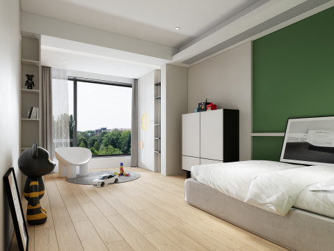 Modern black and white art living room SU model design 3D Model