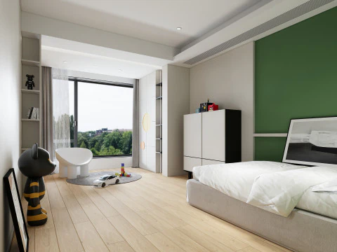 モダンな白黒アートのリビング ルーム SU モデルのデザイン 3Dモデル