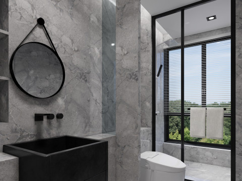 Modern black and white art living room SU model design 3D Модель