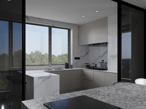 Modern black and white art living room SU model design 3D Модель