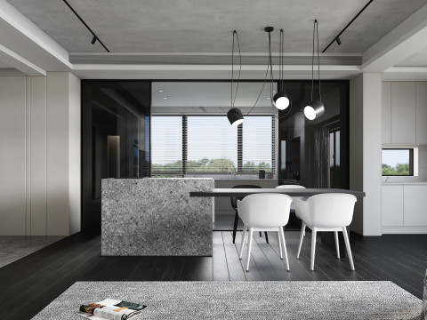Modern black and white art living room SU model design 3D Модель