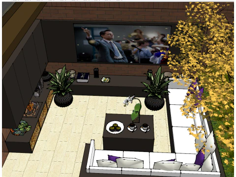 Modern economic courtyard roof garden landscape su model 3D Model