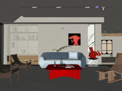 Modern Living Room SU 3D Model