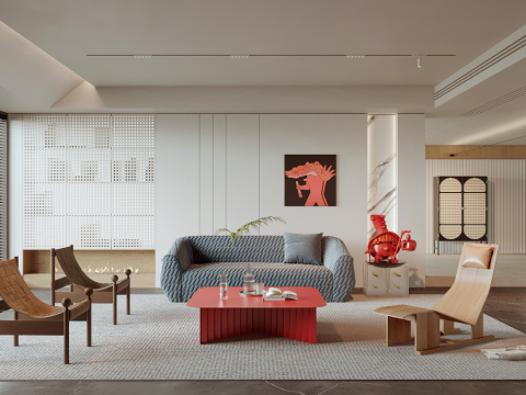 Modern Living Room SU 3D Model