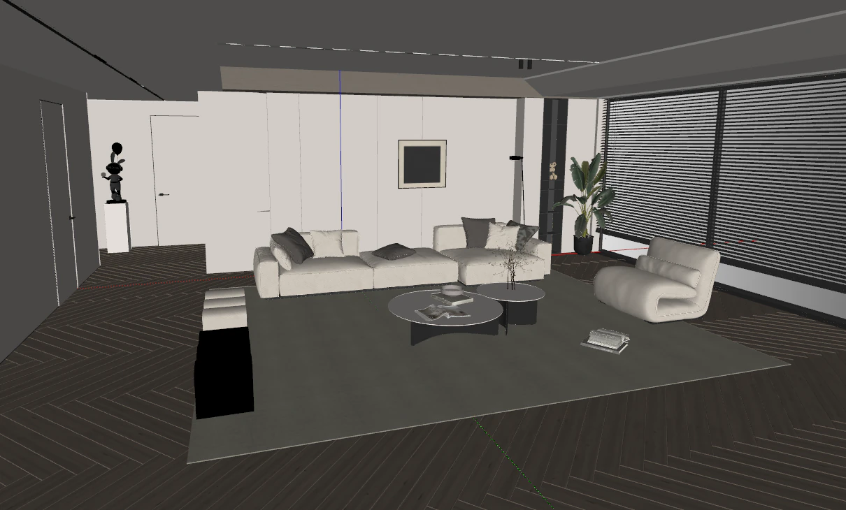 Modern living room SU model 3D Model .c4d .max .obj .3ds .fbx .stl .blend