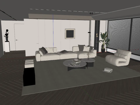 Modern living room SU model 3D Model