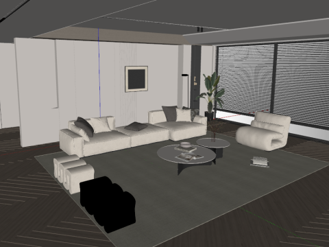 Modern living room SU model 3D Model