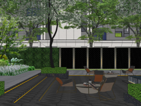 Modern secret garden residential area landscape su model 3D मॉडल