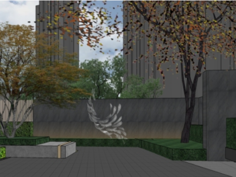 Modern simple atmospheric residential area landscape design su model 3D Модель