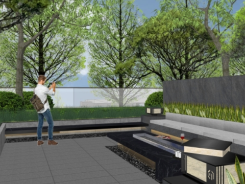 Modern simple atmospheric residential area landscape design su model 3D Модель
