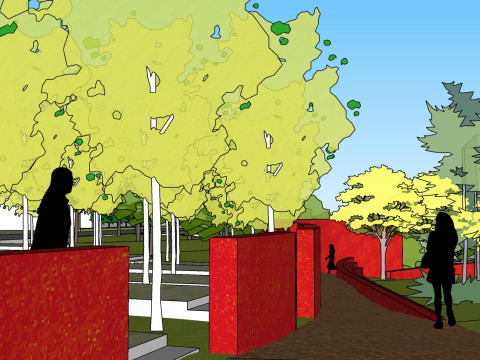 Modelo de esboço de design quadrado de arte em estilo moderno Modelo 3D