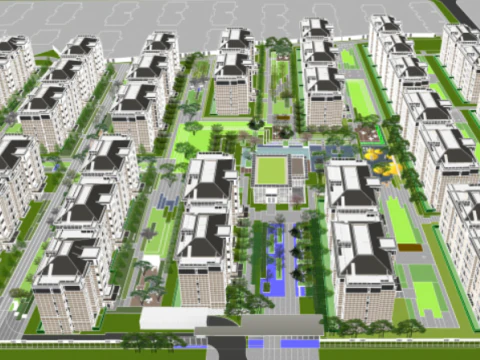 Modern style residential area landscape design fine su model 3D Model