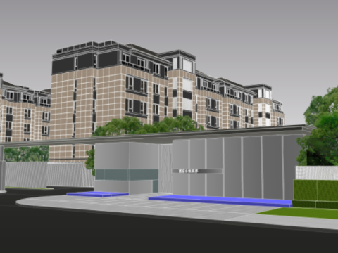Modern style residential area landscape design fine su model Modello 3D