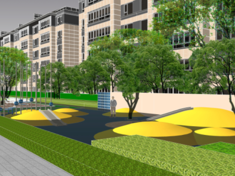 Modern style residential area landscape design fine su model Modello 3D