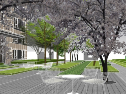 Modern style residential area landscape design fine su model Modello 3D