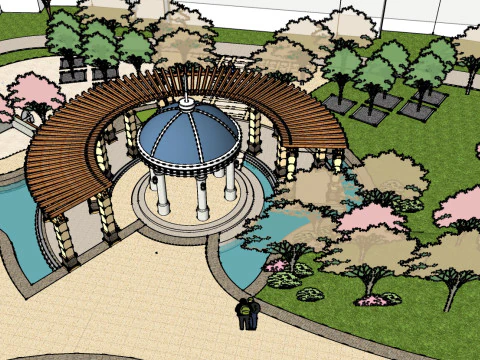 Modern style small square landscape design sketchup model 3D Model