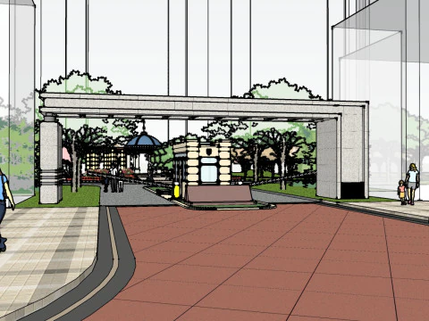 Modern style small square landscape design sketchup model 3D Model
