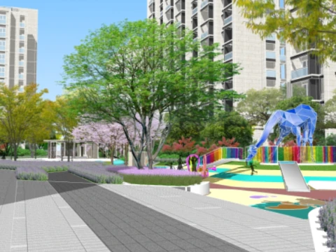 Og&oacute;lny szkicowy model nowoczesnej, wysokiej klasy, klimatycznej dzielnicy mieszkalnej Model 3D