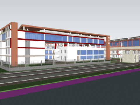 Sketchup model of modern simple atmospheric school building 3D Модель