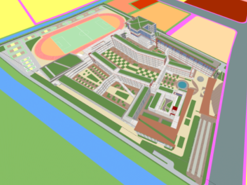Sketchup model of modern simple atmospheric school building 3D Модель