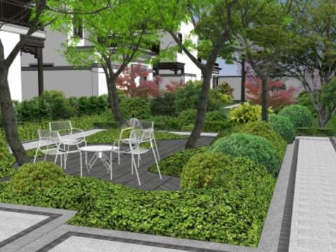 Sketchup model of modern style residential area landscape Modello 3D