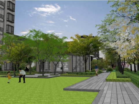 Sketchup model of modern style residential area landscape Modello 3D