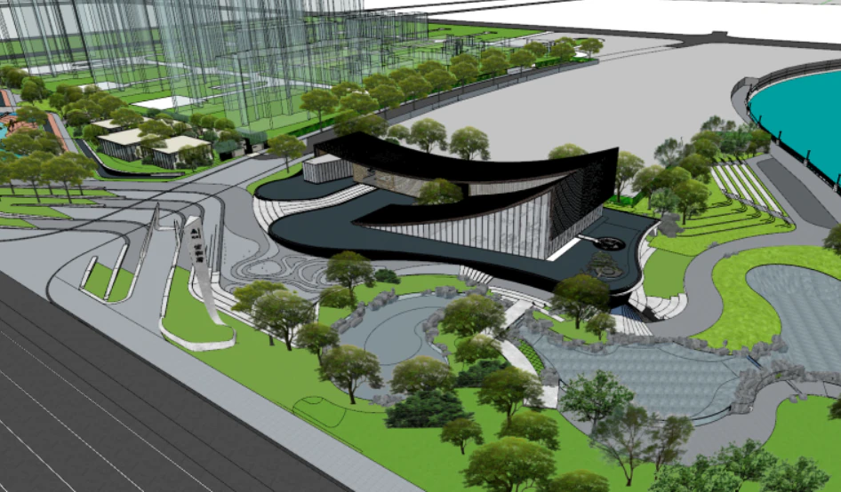 SU Model of Landscape Architecture in Modern Style Exhibition Area 3D Model .c4d .max .obj .3ds .fbx .stl .blend 
