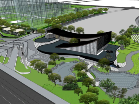 Modelo SU de Arquitetura Paisagista em &Aacute;rea de Exposi&ccedil;&otilde;es de Estilo Moderno Modelo 3D
