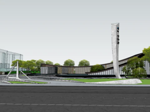 SU Model of Landscape Architecture in Modern Style Exhibition Area 3D Model