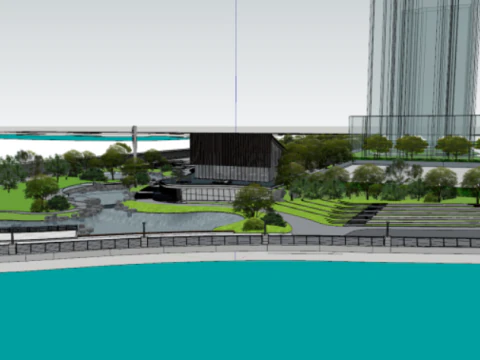 SU Model of Landscape Architecture in Modern Style Exhibition Area 3D Model