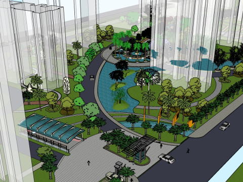 Su model of landscape design in modern residential quarters Modelo 3D