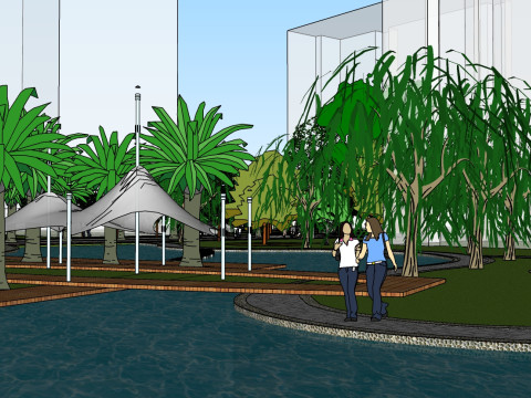 Su model of landscape design in modern residential quarters Modelo 3D