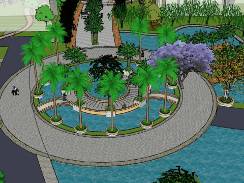 Su model of landscape design in modern residential quarters Modelo 3D