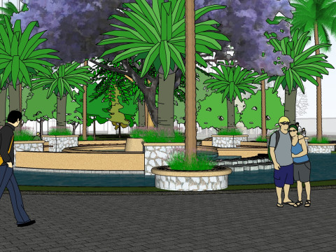 Su model of landscape design in modern residential quarters Modelo 3D