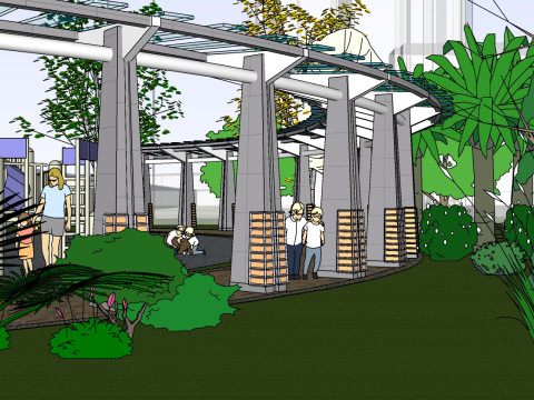 Su model of landscape design in modern residential quarters Modelo 3D
