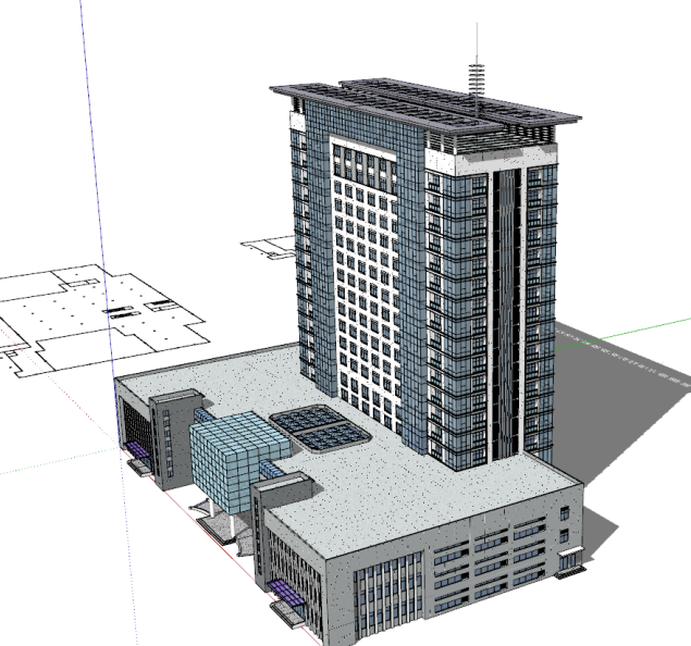 आधुनिक ऊंची होटल इमारत का एसयू मॉडल 3D मॉडल .c4d .max .obj .3ds .fbx .stl .blend 