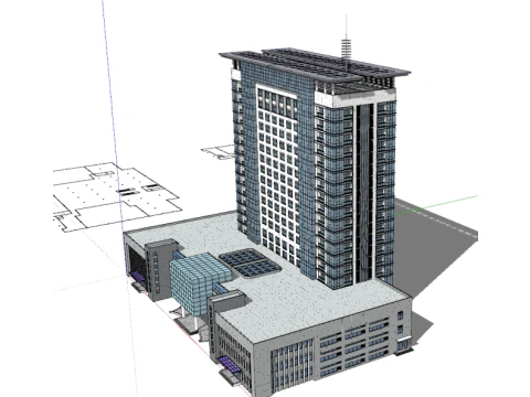 SU-Modell eines modernen Hotelhochhauses 3D Modell