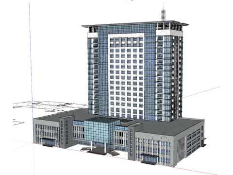आधुनिक ऊंची होटल इमारत का एसयू मॉडल 3D मॉडल