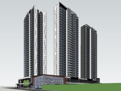 SU mode modern light luxury high-rise residential buildings Model 3D