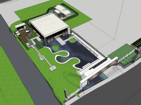 Modèle SU d'architecture de zone de démonstration de bâtiment de luxe moderne Modèle 3D