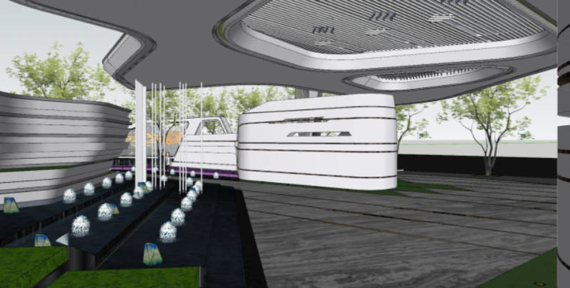 Modern minimalist tarzdaki g&ouml;steri alanı binasının SU modeli 3D Model .c4d .max .obj .3ds .fbx .stl .blend 