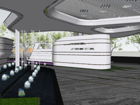 SU model of modern minimalist style demonstration area building Model 3D